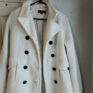 White soft women's Pea coat GENTLY worn 3x